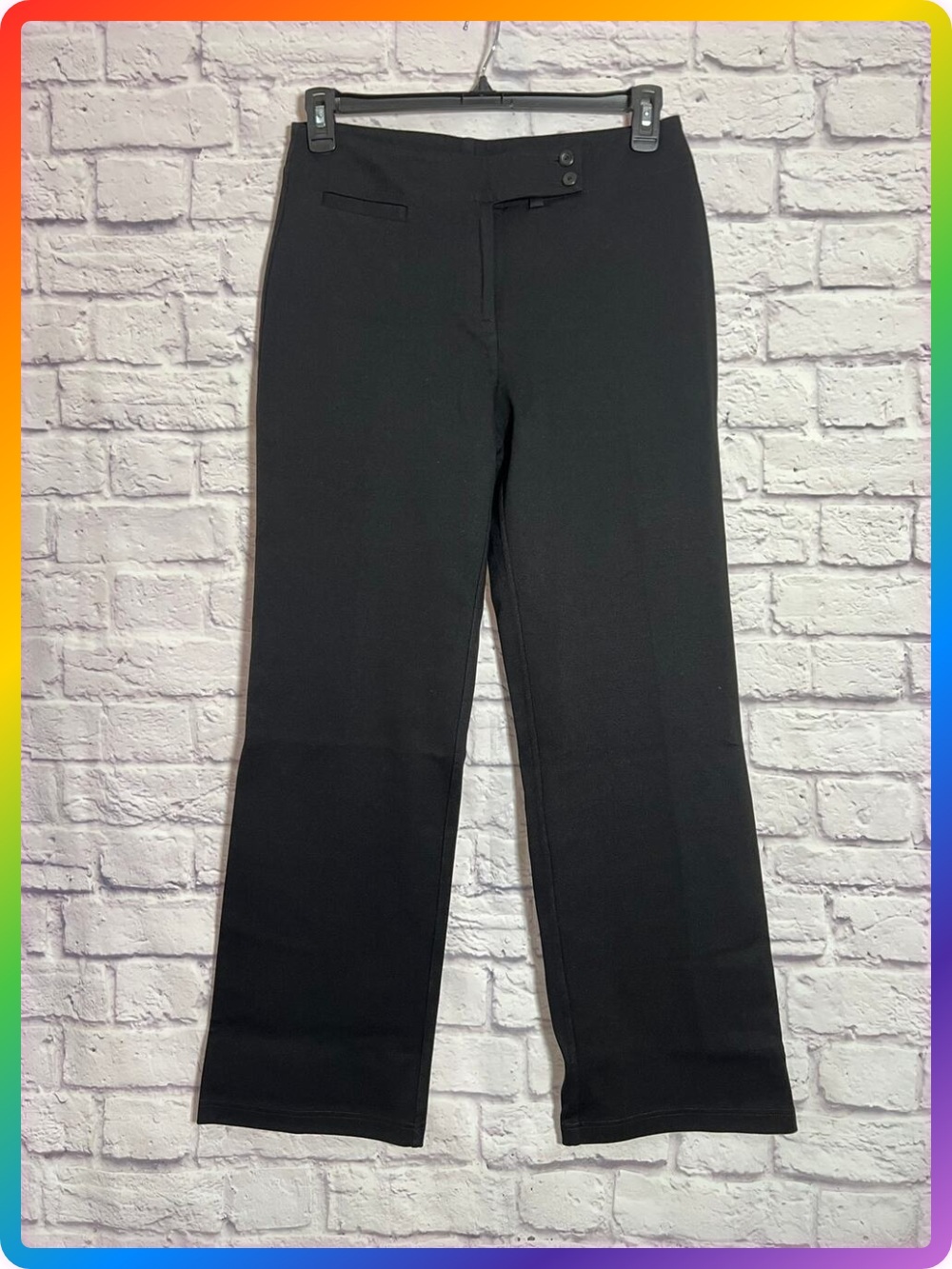 Eileen Fisher Ponte Wide Leg Pants SIZE S Black Stretch Trouser Heavier Weight